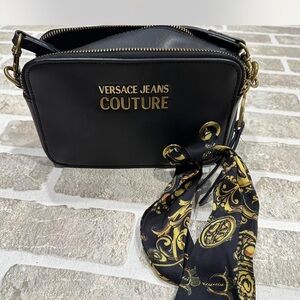 Versace Jeans Couture Black crossbody with Gold Accents authentic